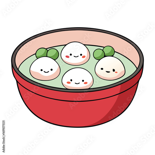 Tangyuan are chewy sweet dumplings made from glutinous rice flour, often filled with sesame or peanut paste, served in a warm, comforting sweet soup.
