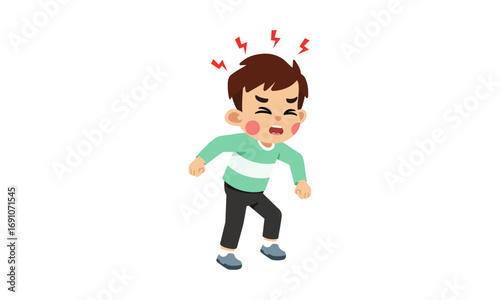 Angry boy cartoon illustration.
