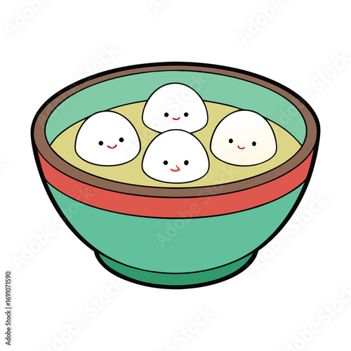 Tangyuan are chewy sweet dumplings made from glutinous rice flour, often filled with sesame or peanut paste, served in a warm, comforting sweet soup.
