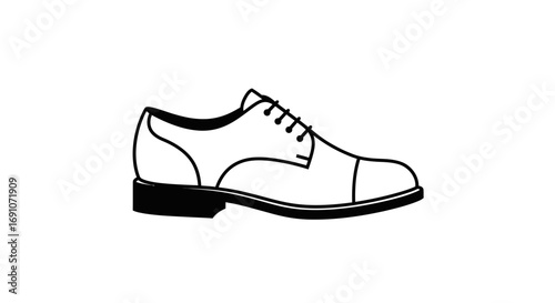 Elegant Oxford Shoe Illustration in Minimalist Black and White Style Design
