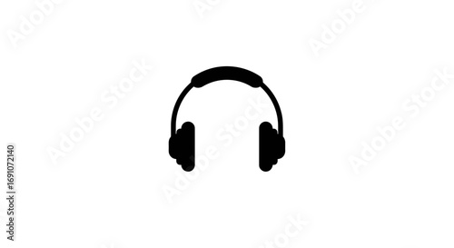 Minimalist Black Headphones Icon on White Background for Audio and Design Purposes