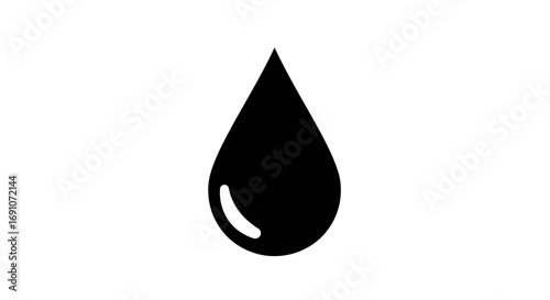 Minimalist black water droplet vector illustration on white background
