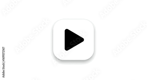 Minimalist play button icon with soft shadow for modern user interfaces