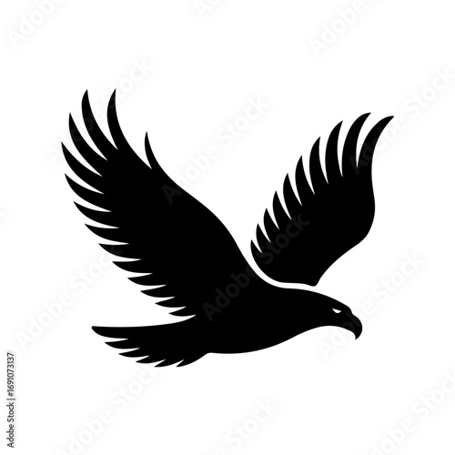 Majestic black silhouette of an eagle in flight symbolizing freedom and power high above vector