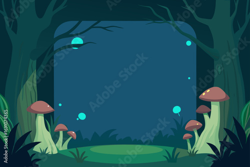 a mystical forest scene with an empty  bark edged 