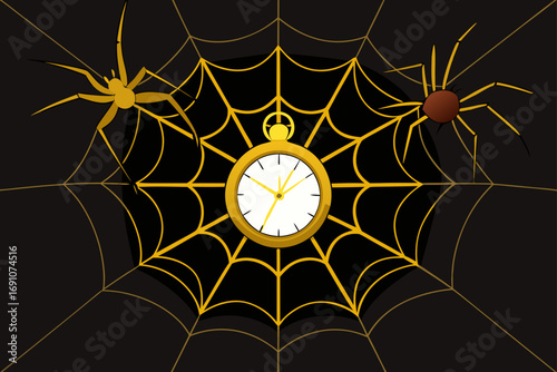 an opulent wall clock displaying two golden spider