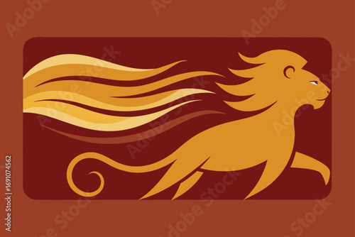 a rectangular wall clock showcasing a golden lion 