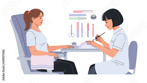 Two young women enjoying a relaxing spa day at home applying a facial mask together with skincare products and rose petals scattered around them