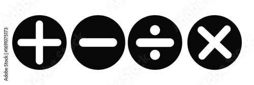  Plus and minus icons set with different thicknesses. Vector. EPS 10