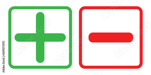 Plus and minus vector icon in modern design style for web site and mobile app EPS 10
