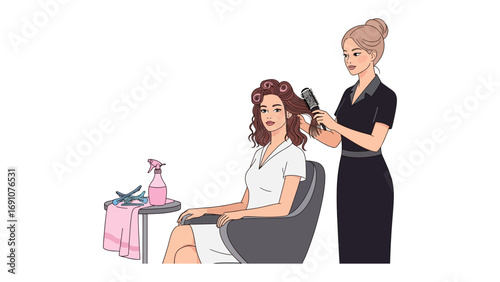 Two female spa therapists in purple uniforms attending to a woman lying on a massage bed receiving treatment with various beauty products