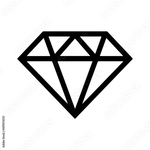 Simple geometric diamond shape outline symbol iconic gemstone cut luxury jewel representation clean minimalist icon vector