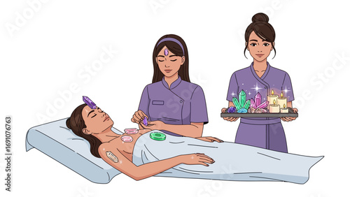 Three young women in white towels relaxing and enjoying a sauna session with steam and aromatherapy in a wooden spa room