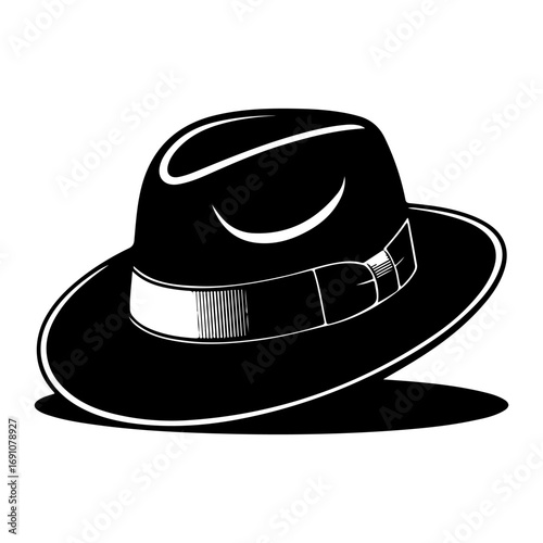 Classic black fedora hat with ribbon detail represents sophistication and timeless style vector