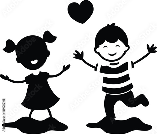 Smiling Sun Face Black and White Line Art Silhouette happy cartoon