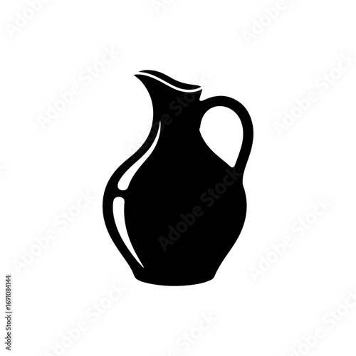 Elegant black silhouette of a classic pitcher with a curved handle ideal for vintage kitchen decor or beverage service vector