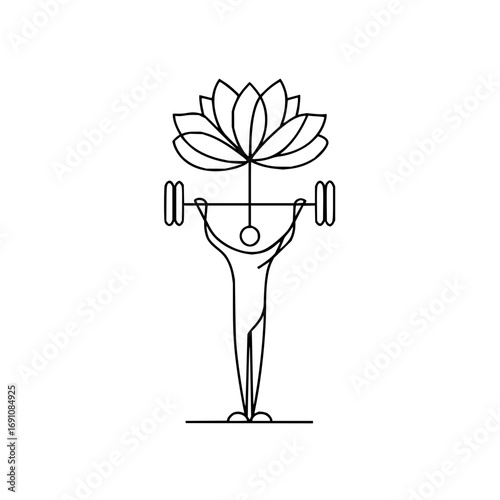 Lotus flower weightlifting yoga fitness logo design for wellness and strength training inspiration ideas
