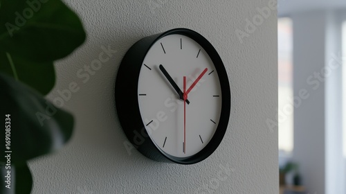 Wallpaper Mural A black and white clock with red hands and numbers. Torontodigital.ca