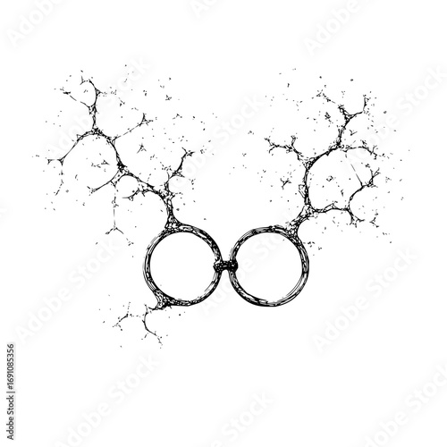 Vintage eyeglasses illustration with abstract artistic design for eye care and vision correction needs