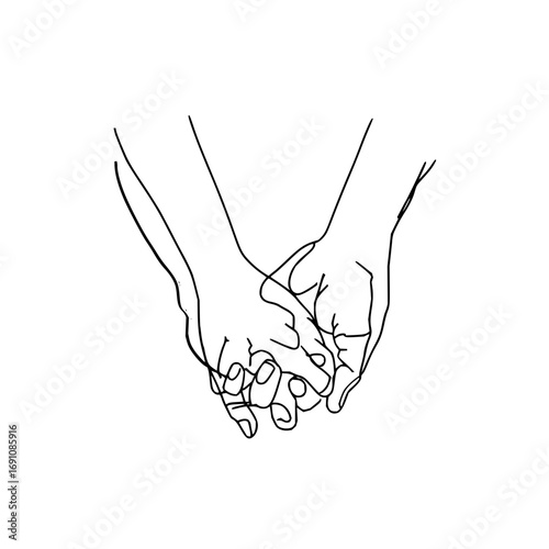 Holding hands line art vector illustration for love relationship friendship and support design element art