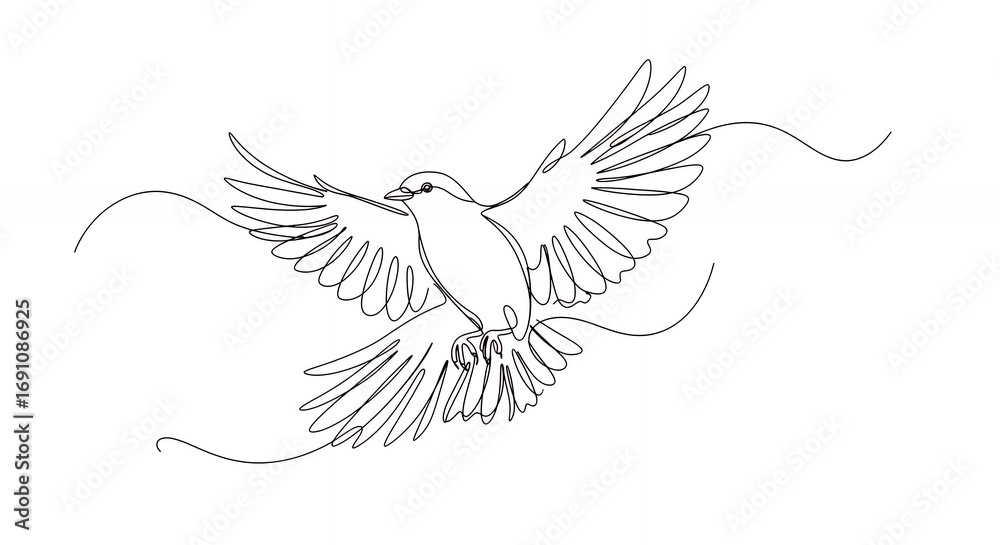 Obraz premium Line art bird in flight