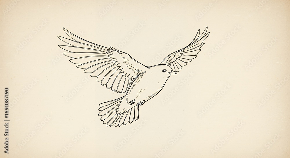 Fototapeta premium Sketch of bird in flight
