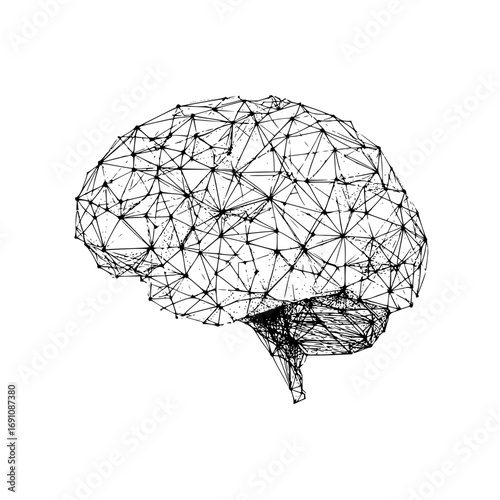 Abstract brain illustration: ai neural network, machine learning, and cognitive science concept design