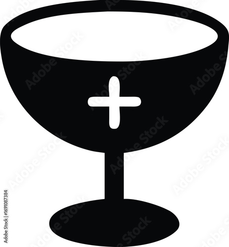 Stylized Chalice Silhouette Clean Line Art on White Background goblet religious 1 holy communion