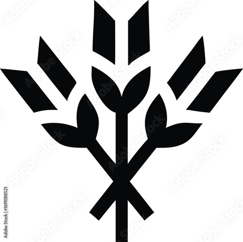 Stylized Graphic Illustration of a Bundle of Wheat Stalks on White Background grain harvest