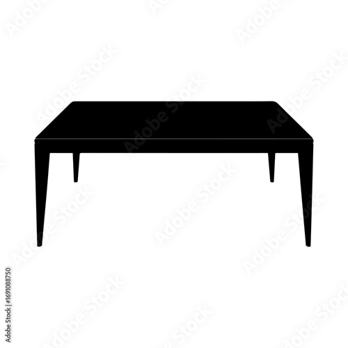Silhouette of a classic rectangular dining table with four legs elegant furniture design vector