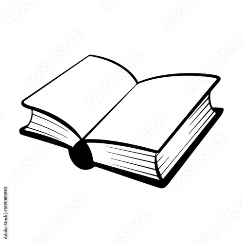 Open blank book sketch simple drawing concept of knowledge literature education learning reading unwritten pages open diary vector
