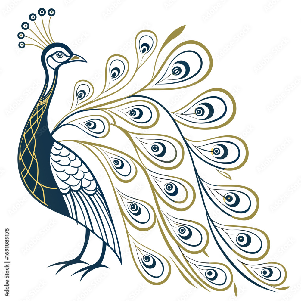 Obraz premium Elegant Stylized Peacock Illustration.