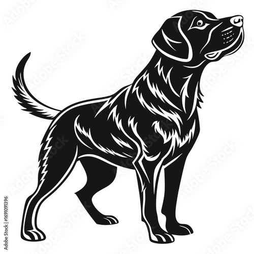 Black silhouette of a labrador retriever dog with stylized fur