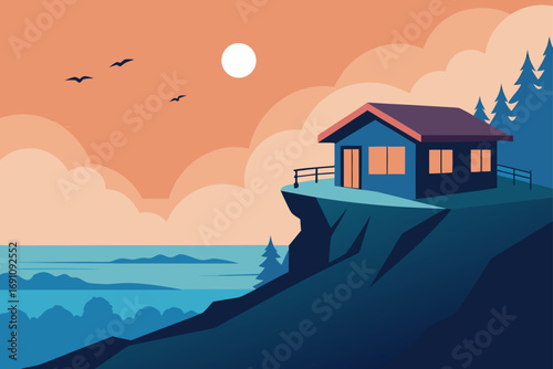 a charming bungalow on a clifftop overlooking a ca