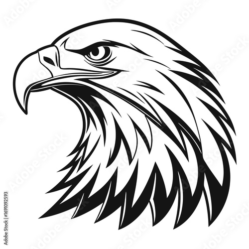 Stylized black and white eagle head silhouette profile
