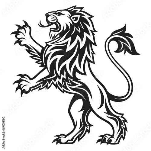 Wallpaper Mural Heraldic lion rampant black and white stylized illustration Torontodigital.ca