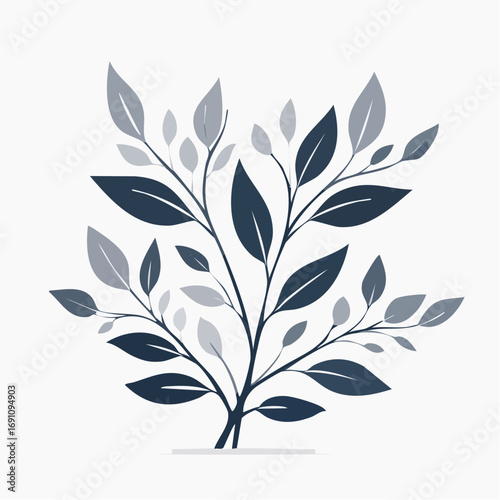 Monochrome, minimalistische Darstellung von Blättern und botanischen Zweigen