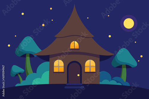 a fairytale like cottage with a thatched roof  sur