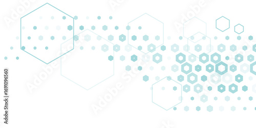 Scientific molecule background for medicine, science, technology, cybernetic, chemistry. Wallpaper or banner with a hex DNA molecules. geometric dynamic illustration