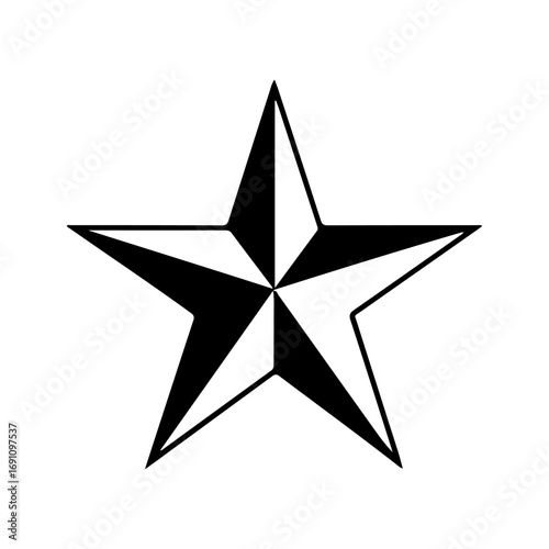 Classic five-pointed star symbol black and white nautical star design isolated vector