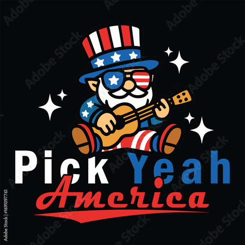 Pick Yeah America T-Shirt Design Illustration