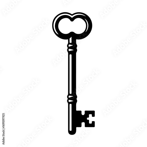Antique skeleton key vintage style old fashioned ornate door unlock access secret history discovery vector