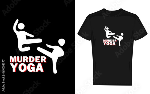 Funny wrestling silhouette performing yoga poses with a humorous playful and athletic theme perfect for t shirts and merchandise
