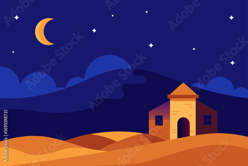 a peaceful and isolated desert dwelling with a vib