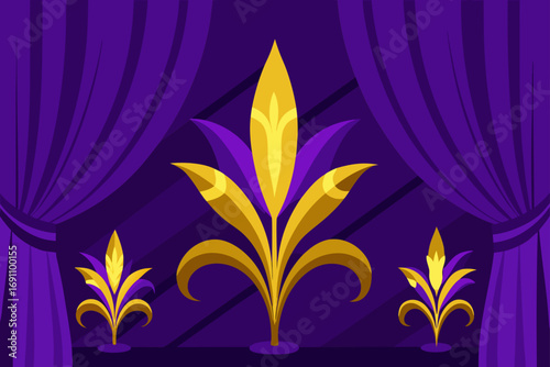 a regal backdrop with deep purple velvet drapes  w