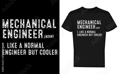 Funny mechanical engineer definition with silhouette of a person working on machinery