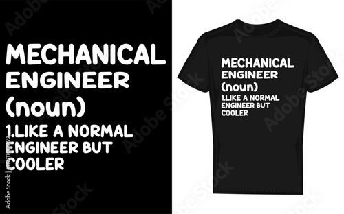 Funny mechanical engineer definition with a silhouette of a person working on gears and blueprints perfect for engineering humor and gifts