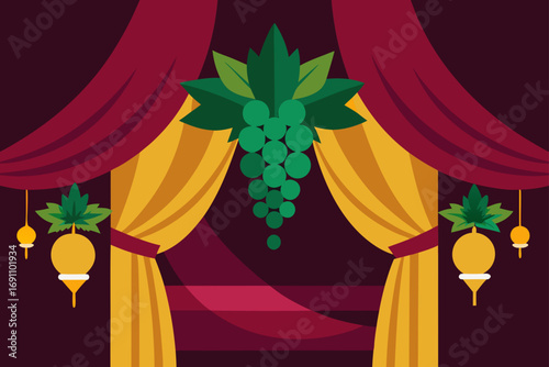 a vineyard inspired backdrop with deep green and b