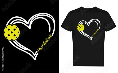 Cute silhouette of a pickleball player in action expressing love for the sport with vibrant colors and playful design elements perfect for enthusiasts and game promotion silhouette
