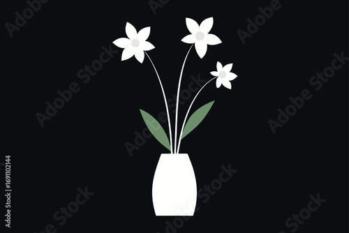 delicate white flowers in a vase against a stark  